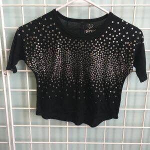 Size 6/6x - Black Silver Circle Crop Shirt