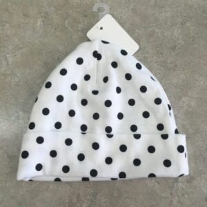 Hat - Infant, 0-6 month, White with Black Dots