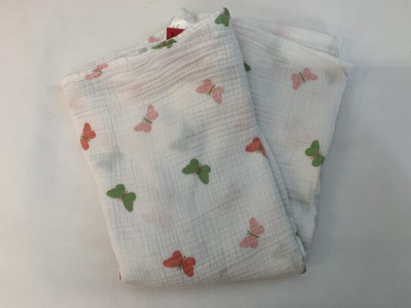 Blanket: White/Pink/Green Butterfly Aden & Anais Muslin Blanket
