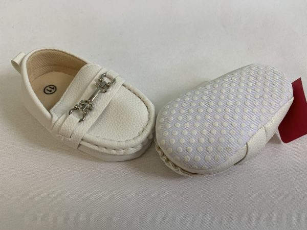Shoes - Size 02 Infant, 6/12 Month, White Loafer Crib Shoe