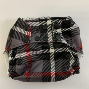 Cloth Diaper: Rump-a-Rooz Grow with Me Pocket in Black Plaid (No Insert)