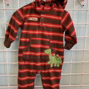 Size 06 Month - Brown/Red Dinosaur Fleece Romper