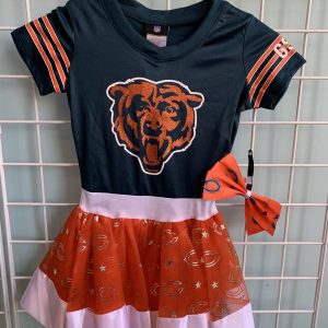 Size 4 - Blue/Orange Chicago Bears Tutu Dress with Hair Bow (New)
