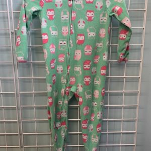 Size 4T - Green/Pink Owl Fleece Sleeper