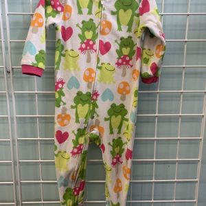 Size 2T - White Frog Fleece Sleeper