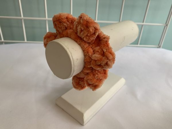 Scrunchie - Orange Sparkle Velour Crocheted by Lily's Crafty Corner (New)