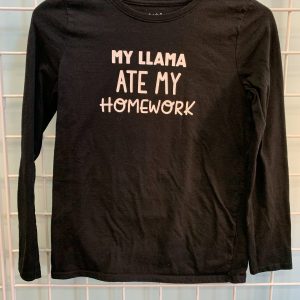 Size 10/12 - Black My Llama Ate My Homework Shirt