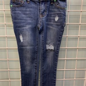 Size 7 - Blue Super Skinny Crop Stretch Distressed Jean
