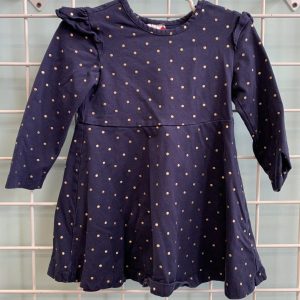 Size 3T - Blue/Gold Polka Dot Hanna Dress