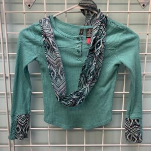 Size 6/7 - Green/Blue Scarf & Shirt Set
