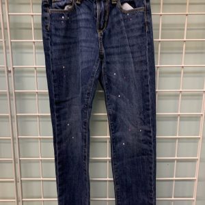 Size 8 - Blue Boyfriend Skinny Paint Splatter Jean