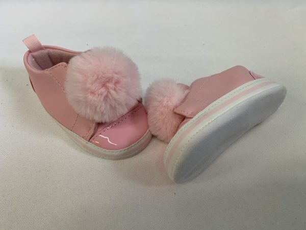 Shoes - Size 02 Infant, 6/9 Month, Pink Pom Pom