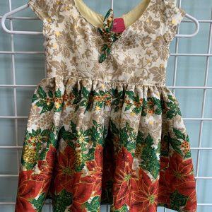Size 4T - Green/Cream/Red Hand-made Christmas Dress