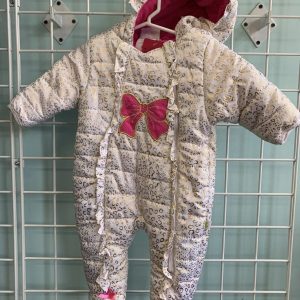 Size 03/06 Month - White/Gold/Pink Bow Snowsuit