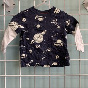 Size 06 Month - Blue/White Space Shirt