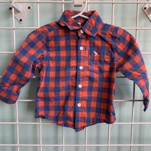 Size 12 Month - Orange/Blue Plaid Shirt