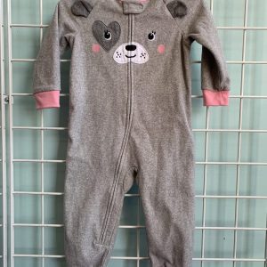 Size 18 Month - Grey/Pink Puppy Fleece Sleeper