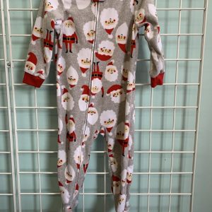 Size 2T - Grey/Red Santa Fleece Sleeper