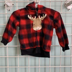 Size 09 Month - Black/Red Moose Fleece Sweatshirt