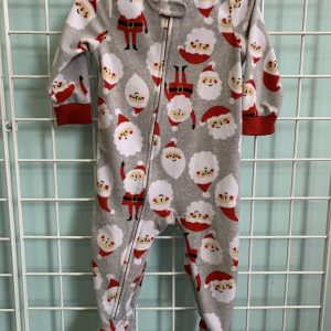 Size 18 Month - Grey/Red Santa Fleece PJ Sleeper