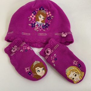 Winter Hat - Youth 7/10, Purple Princess Sofia with Mitten Set