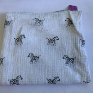 Blanket: White/Grey Zebra Muslin Blanket