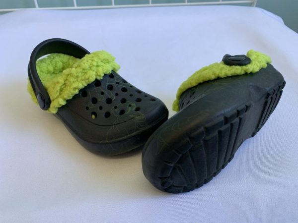Sandal - 07/08 Toddler, Black/Green Dinosaur Croc Style Lined
