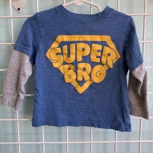 Size 2T - Blue/Grey Super Bro Shirt