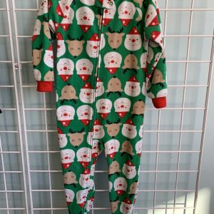 Size 3T - Green Santa Fleece Sleeper