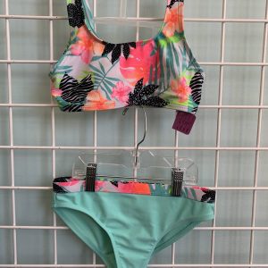 Size 7/8 - Green Floral Bikini Swimsuit