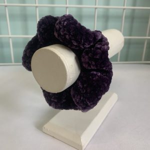 Scrunchie - Purple Velour Crocheted by Lily's Crafty Corner (New)
