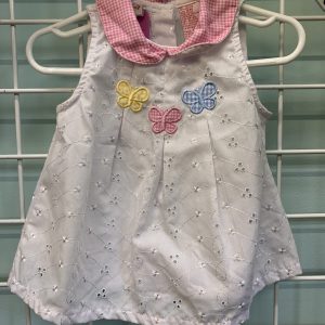 Size 12 Month - White/Pink Eyelet Dress