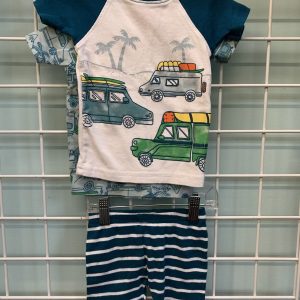 Size 12 Month - White/Blue Car PJ Set