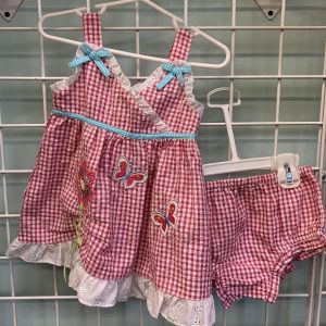 Size 18 Month - Pink/White Flower Gingham Dress