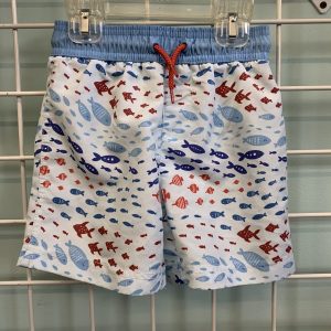 Size 2T - Blue/Red Fish Swim Trunk