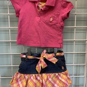 Size 3T - Pink/Jean Shirt and Skirt Set