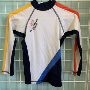 Size 8 - White/Multi-Color Full Sand Rash Guard