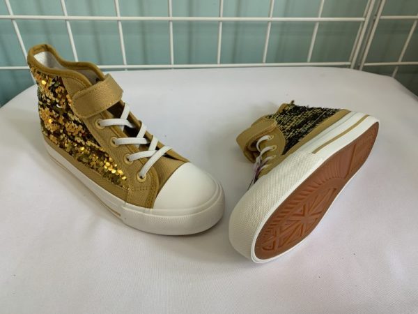 Shoes - Size 03 Youth, Gold High Top (New)