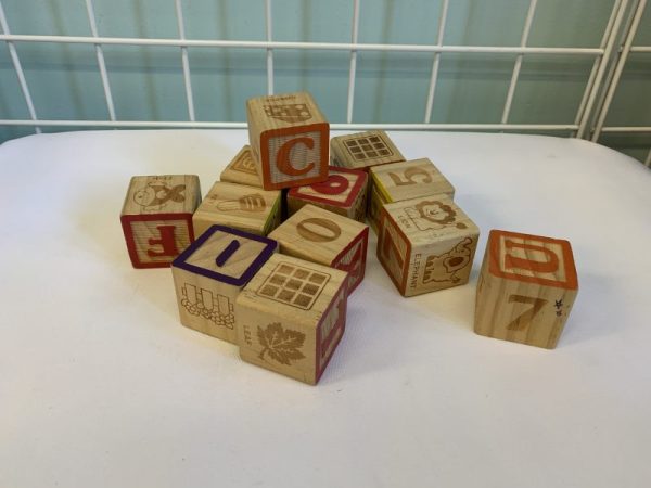 Toy:  Wooden 12 pc. Alphabet Vintage Cube Blocks (Copy)