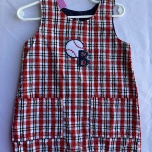 Size 12 Month - Red/White/Blue Baseball Romper
