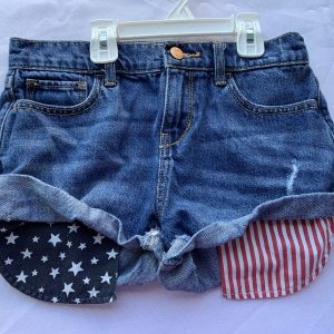 Size 14 - Blue Jean Short with Stars/Stripe Pockets