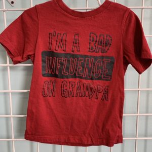 Size 3T - Red I'm a Bad Influence on Grandpa Shirt