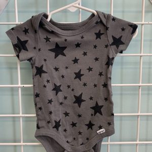Size 06/09 Month - Grey/Black Star Onesie
