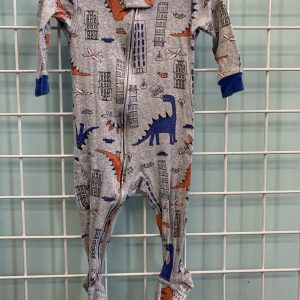 Size 12 Month - Grey Dinosaur Sleeper