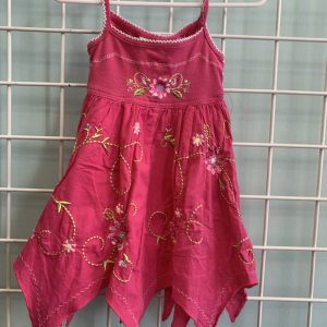 Size 12 Month - Pink Stitched Handkerchief Dress