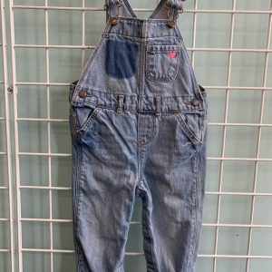 Size 24 Month - Blue/Pink Jean Bib Overall with Heart