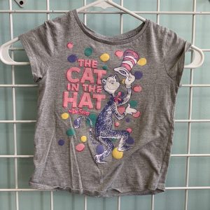 Size 4T - Grey/Pink Cat in the Hat Shirt