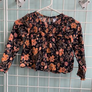 Size 6/7 - Black/Orange Floral Shirt
