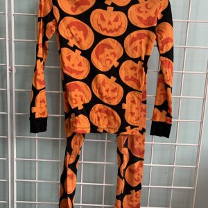 Size 8 - Black/Orange Pumpkin Halloween PJ Set
