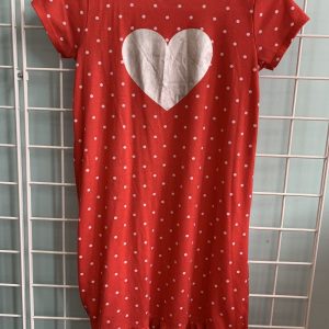 Size 8/10 - Red/White Silver Heart PJ Gown
